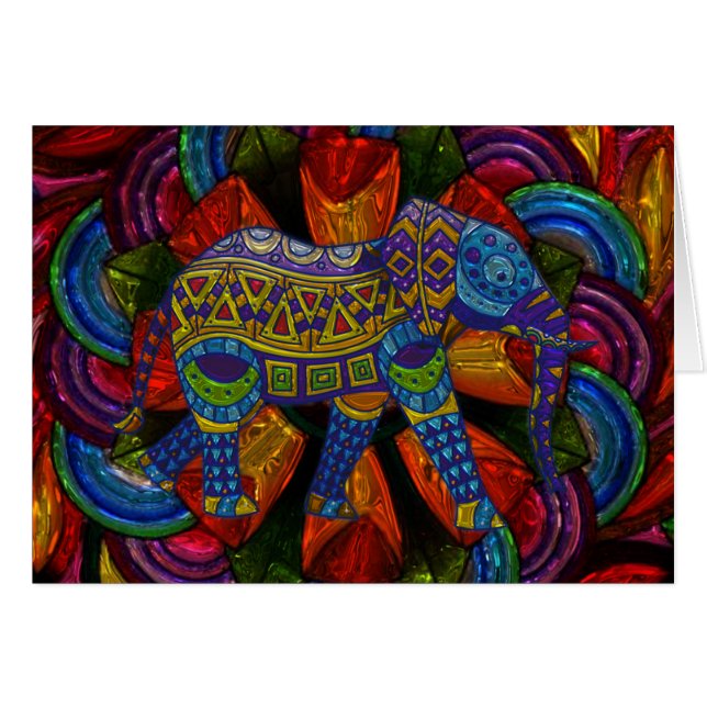 Colorful Ornate Elephant and Mandala (Devant Horizontal)