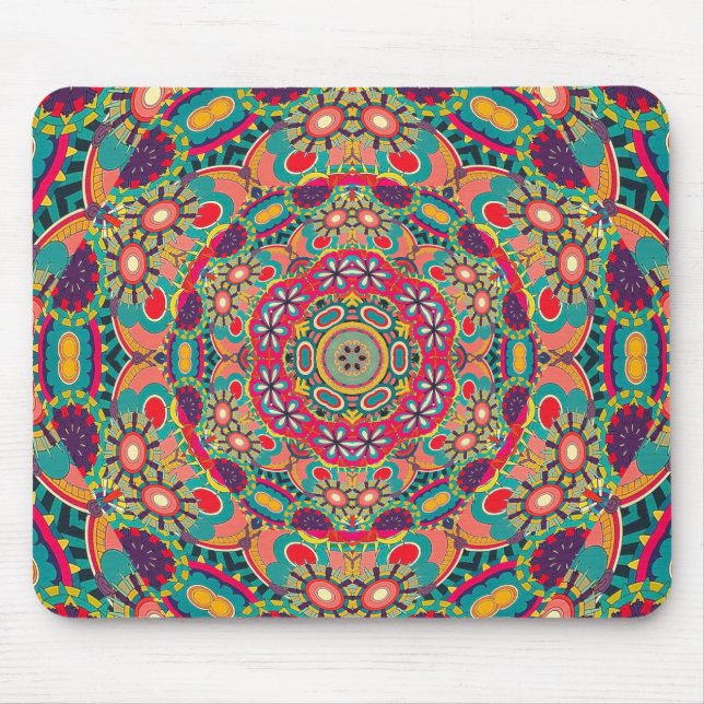 Colorful Ornate Kaleidoscope Mandala Pattern Mousepad (Vorne)