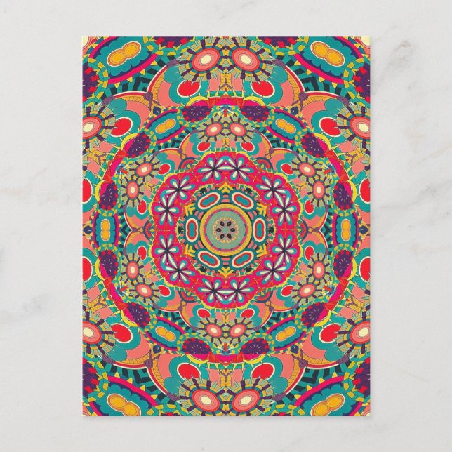 Colorful Ornate Kaleidoscope Mandala Pattern Postkarte (Vorderseite)