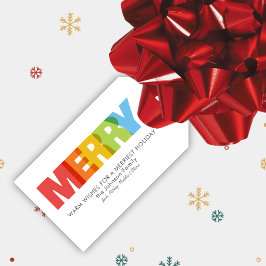 Colorful Overlapping MERRY Christmas Wish Geschenkanhänger