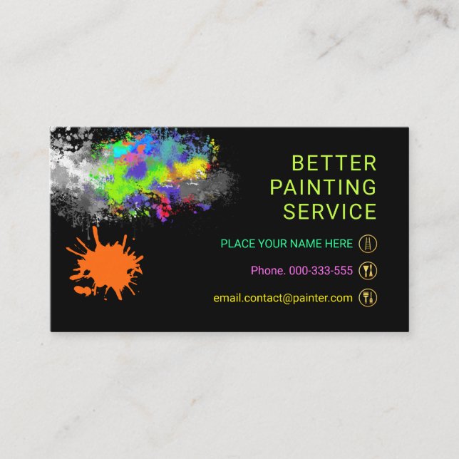 Colorful Paint Splatter Home Painting Painter Visitenkarte (Vorderseite)