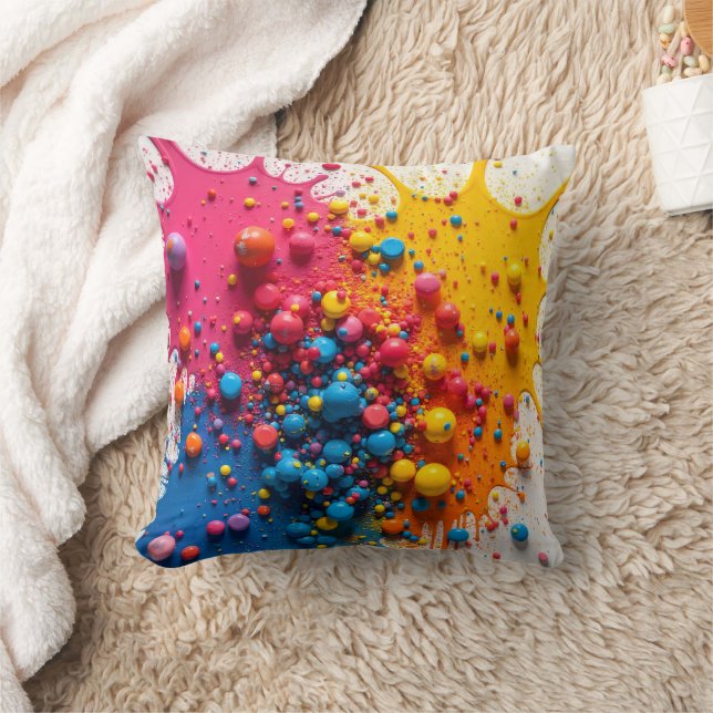 Colorful Paint Splatter Pillow Kissen (Decke)