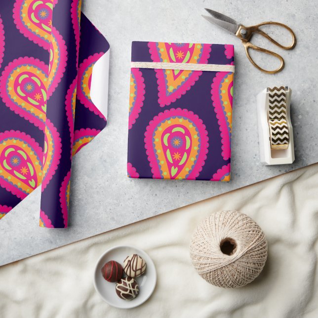 Colorful Paisley Geschenkpapier (Kunsthandwerk)