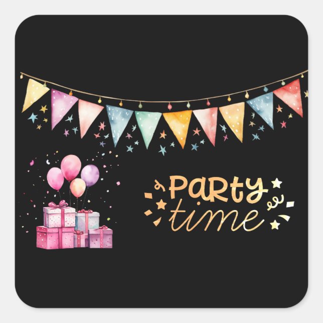 Colorful Party Quadratischer Aufkleber (Vorderseite)