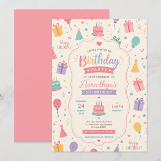 Colorful Pastel Birthday Celebration Einladung
