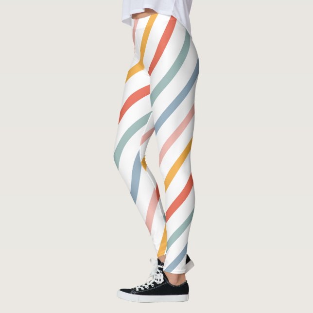 Colorful Pastel Diagonal Stripes Leggings (Links)