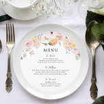 Colorful Pastel Floral Wedding Menükarte<br><div class="desc">These beautiful floral menu card features colorful soft pink,  peach,  orange and yellow pastel watercolor flowers and is sure to bring a cheerful,  springtime feel to the occasion.</div>