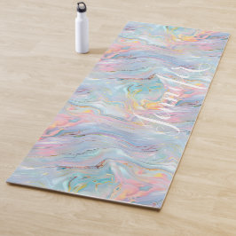 Colorful Pastel Holographic Marble Swirls Yogamatte