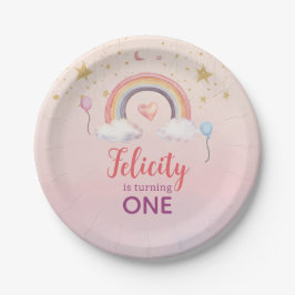 Colorful Pastel Rainbow Girl Birthday Pappteller