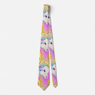 Colorful Pastel Unicorn with Rococo Baroque Accent Krawatte