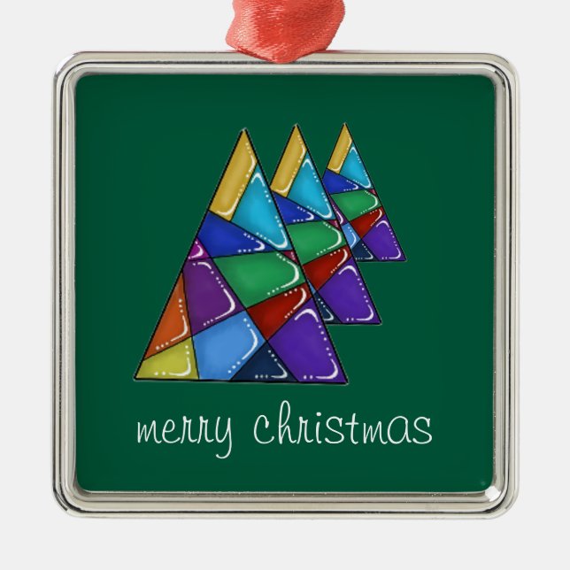 Colorful Patchwork Christmas Tree Ornament  (Vorne)