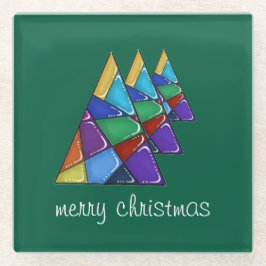 Colorful Patchwork Christmas Tree Ornament Glasuntersetzer