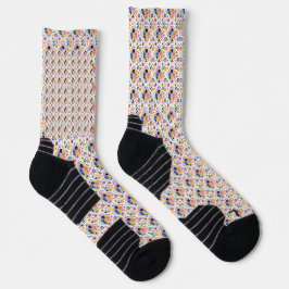 Colorful patterned socks with geometric designs socken