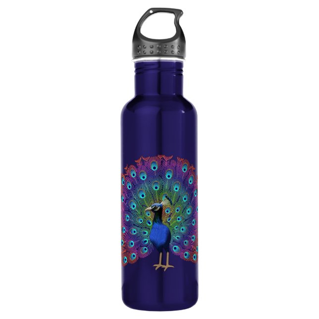 Colorful Peacock Edelstahlflasche (Vorderseite)
