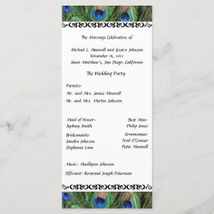 Colorful Peacock Feather Wedding Program Programm