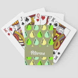 Colorful pears on green spielkarten