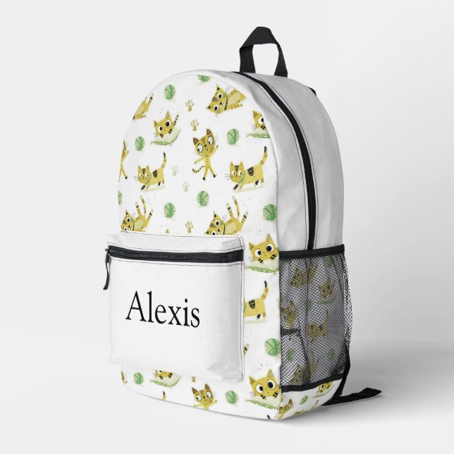 Colorful personalized backpack, kids cute cats bedruckter rucksack (Rückseitige Ecke Rechts)