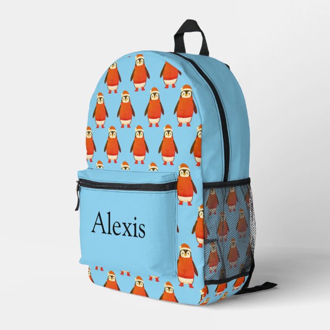 Colorful personalized backpack, kids cute penguin bedruckter rucksack (Rückseitige Ecke Rechts)