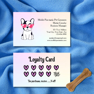 Colorful Pet Grooming Rewards Loyalty Card Visitenkarte