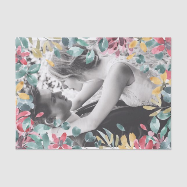 Colorful Petals Leaves Overlay Add Your Own Photo Seidenpapier (Vorderseite)