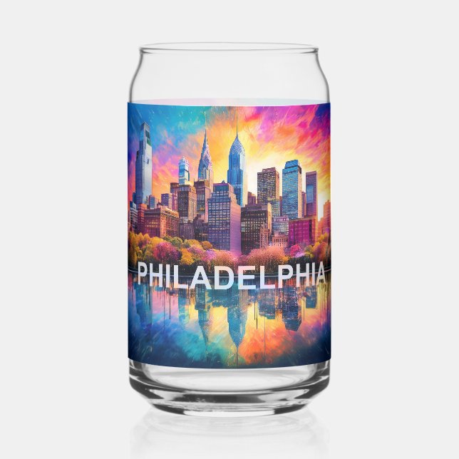 Colorful Philadelphia Skyline Dosenglas (Rückseite)