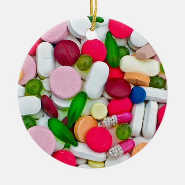 Colorful pills custom product keramikornament (Vorne)
