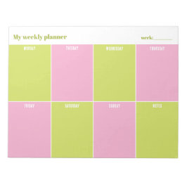 Colorful Pink and Lime Custom Weekly Planner Notizblock