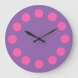 Colorful Pink Dots on Custom Color Große Wanduhr