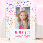 Colorful Pink Stars Birthday Kids Girl Photo Dankeskarte<br><div class="desc">Colorful Pink Stars Birthday Kids Girl Photo Thank You Card. Cute pink birthday thank you card for your friends and family. Upload your photo and personalize the card with your name and text. The card has colorful stars and spots. Great as thank you card for girls.</div>