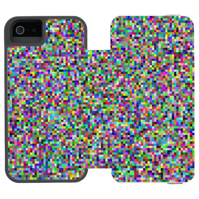 Colorful Pixel Squares Background Pattern Incipio iPhone Geldbeutel-Hülle (Folio Geöffnet)