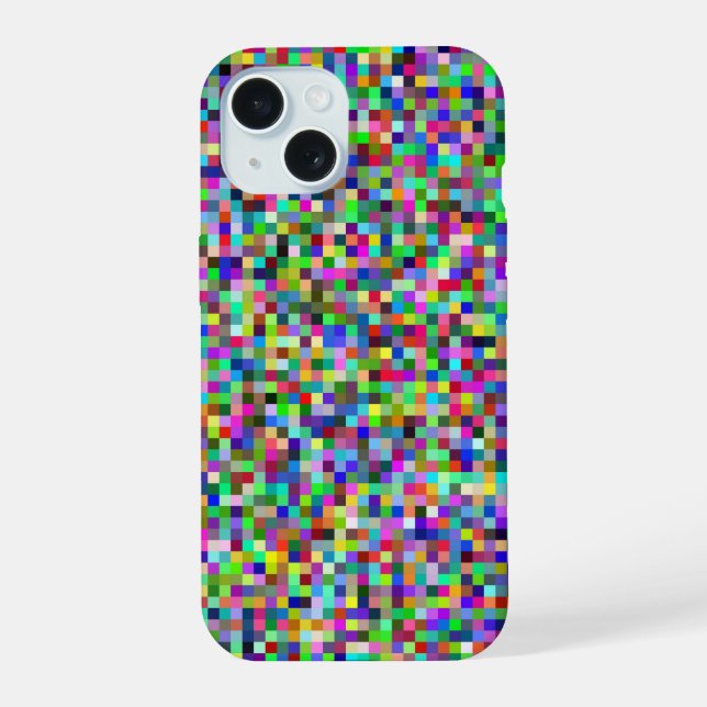 Colorful Pixel Squares Background Pattern iPhone 15 Hülle (Rückseite)