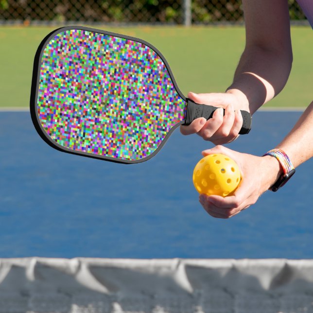 Colorful Pixel Squares Background Pattern Pickleball Schläger (InSitu)