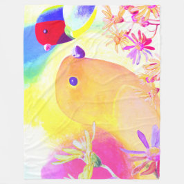 Colorful Playful Birds Fleecedecke