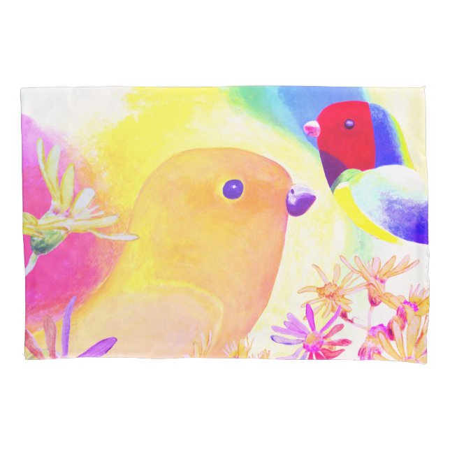 Colorful Playful Birds Kissenbezug (Vorderseite)