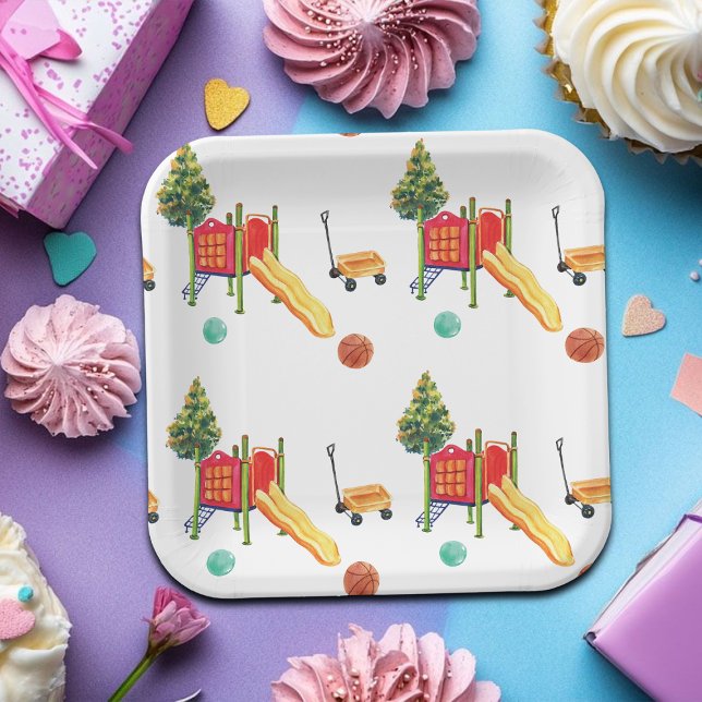 Colorful Playground Birthday Party Pappteller (Von Creator hochgeladen)