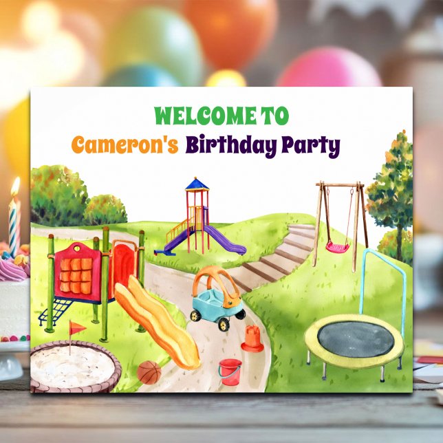 Colorful Playground Birthday Party Welcome Poster (Von Creator hochgeladen)