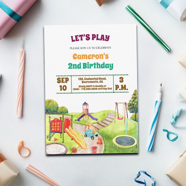 Colorful Playground Party 2nd Birthday Invitation (Créateur téléchargé)