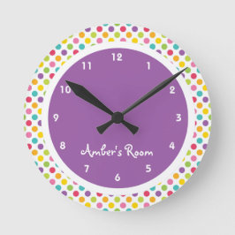 Colorful Polka Dot Kid's Bedroom Runde Wanduhr