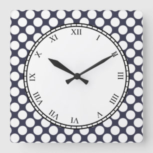 Colorful Polka Dot Roman Digits White on any Color Quadratische Wanduhr