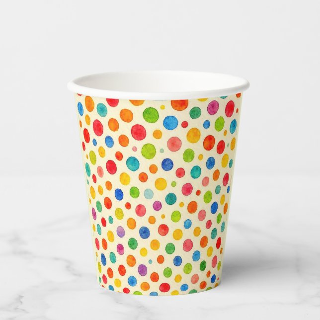 Colorful Polka Dots Paper Cup. Pappbecher (Vorderseite)