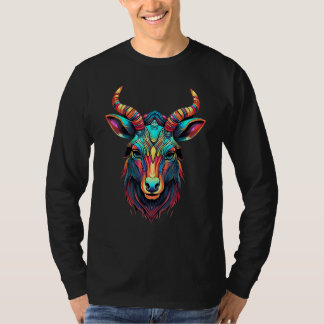 Colorful Polygon Geometric Kudu Antelope Pop Anima T-Shirt