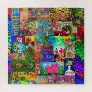 Colorful Pop Art Mixed Media Collage Puzzle