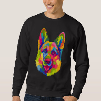 Colorful Pop German Shepherd Portrait Gsd Owner 1 Sweatshirt