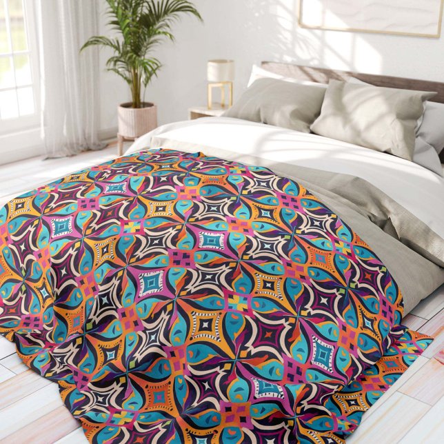 Colorful Psychedelic Bohemian Fleecedecke (Von Creator hochgeladen)