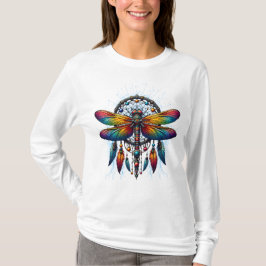Colorful Psychedelic Dragonfly Dreamcatcher Boho T-Shirt