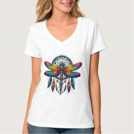 Colorful Psychedelic Dragonfly Dreamcatcher Boho T-Shirt