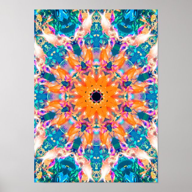 Colorful Psychedelic Dreamy Mandala Poster (Vorne)