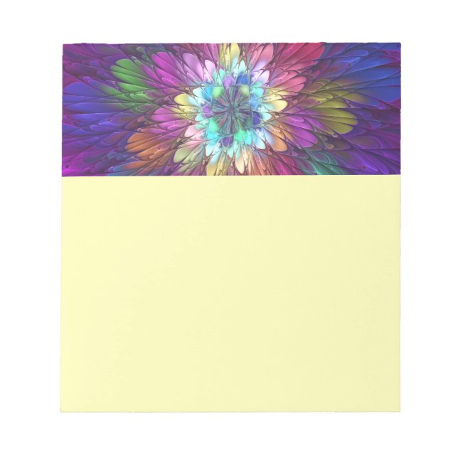 Colorful Psychedelic Flower Abstract Fractal Art Notizblock (Vorderseite)