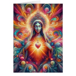 Colorful Psychedelic Sacred Heart of Mary