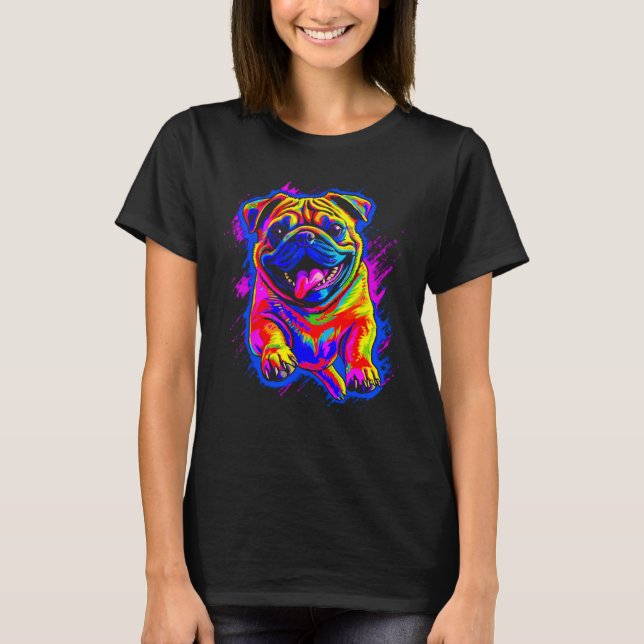 Colorful Pug Dog T-Shirt (Vorderseite)